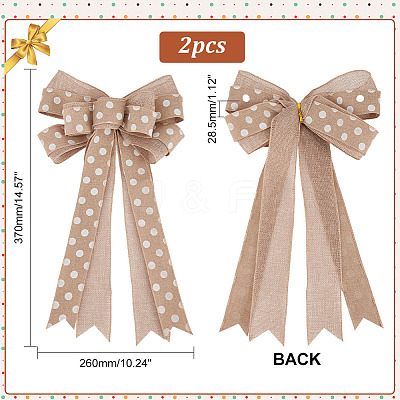 Polka Dot Pattern Linen Bowknot Ornament DIY-WH0248-343-1