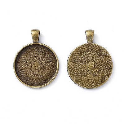 Tibetan Style Alloy Pendant Cabochon Settings X-TIBEP-Q045-048AB-NR-1