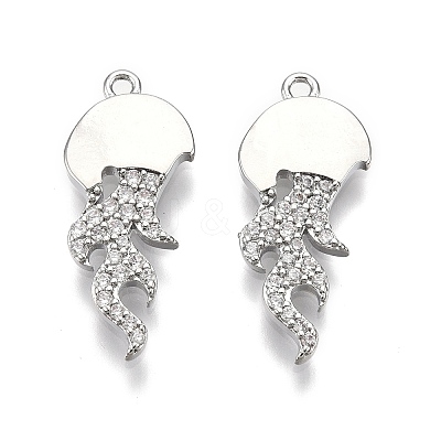 Brass Micro Pave Clear Cubic Zirconia Pnedants KK-C005-13P-1