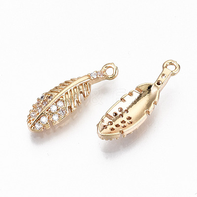 Brass Micro Pave Cubic Zirconia Pendants X-KK-S359-040-RS-1