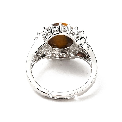 Natural Tiger Eye Adjustable Rings RJEW-P043-02P-23-1