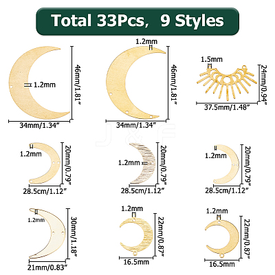 33Pcs 9 Styles Brass Chandelier Component Links FIND-HS0001-81-1