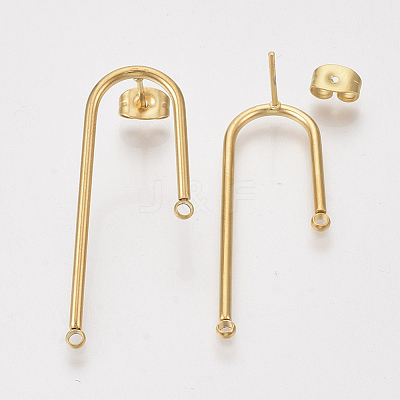 Left and Right 304 Stainless Steel Stud Earring Findings STAS-S079-143B-1