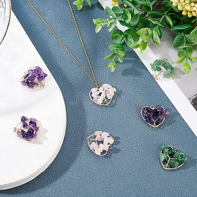 12Pcs 3 Styles Natural Gemstone Pendants FIND-FH0004-67-1