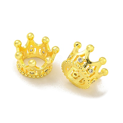 Crown Brass European Beads KK-L075-020G-1