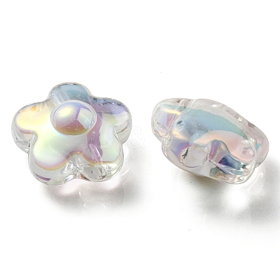 UV Plating Rainbow Iridescent Transparent Acrylic Beads OACR-C007-03A-1