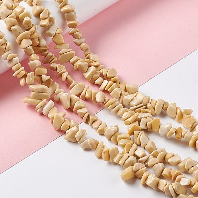 Natural Yellow Jade Chip Beads Strands G-G905-08-1