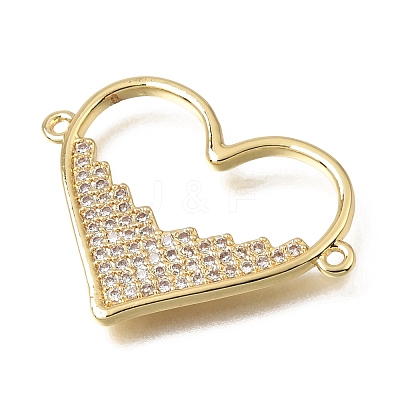 Valentine's Day Brass Micro Pave Clear Cubic Zirconia Heart Links Connector Charms KK-C263-15G-1