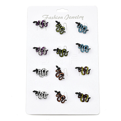 12Pcs 6 Colors Snake Enamel Pins JEWB-A033-18EB-1