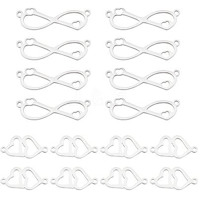 20Pcs 2 Styles 201 Stainless Steel Connector Charms FIND-HY0001-18-1
