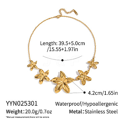 European 304 Stainless Steel 5 Floral Flower Pendant Bib Necklaces for Women ND3546-1