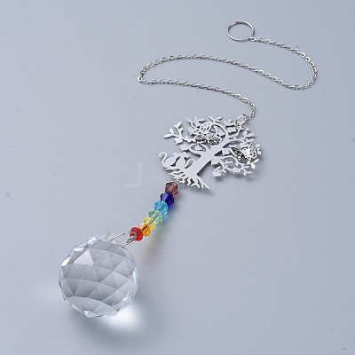 Crystals Chandelier Suncatchers Prisms Chakra Hanging Pendant AJEW-I040-19P-1