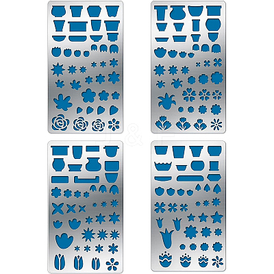 4Pcs 4 Style 304 Stainless Steel Cutting Dies Stencils DIY-BC0003-55-1