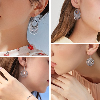 9Pairs 9 Style Horse Eye & Ring & Coin Chandelier Earrings EJEW-SW00010-1