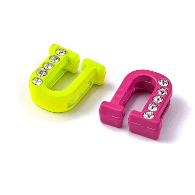Spray Painted Zinc Alloy Slide Charms ALRI-WH0005-13U-1