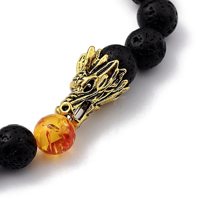 Men's Natural Lava Rock Stretch Beaded Bracelets BJEW-JB05429-02-1