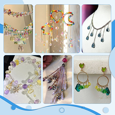 120Pcs 20 Colors Glass Pendant PALLOY-PH01677-1