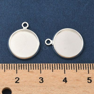 Flat Round Brass Pendant Cabochon Settings KK-K414-14E-S-1