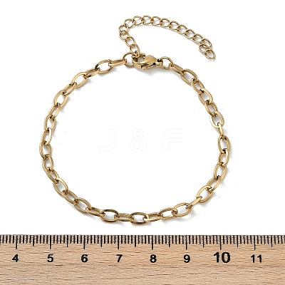 PVD Vacuum Plating 304 Stainless Steel Cable Chain Bracelet for Men Women BJEW-E031-05C-G-1