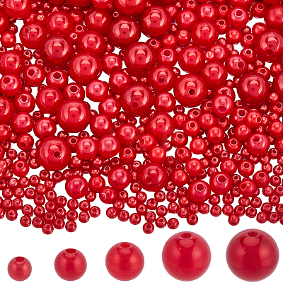 1830Pcs 5 Styles ABS Plastic Imitation Pearl Beads OACR-SP0001-01B-1