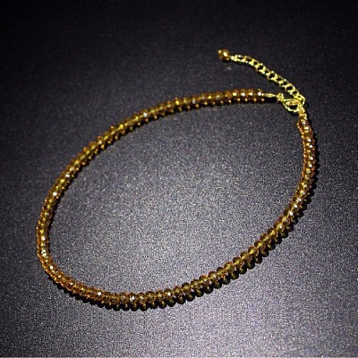 Glass Faceted Rondelle Beaded Choker Necklaces with Zinc Alloy End Chains BU2410-5-1