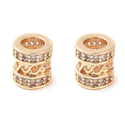 Brass Micro Pave Clear Cubic Zirconia Beads KK-U028-21G-1