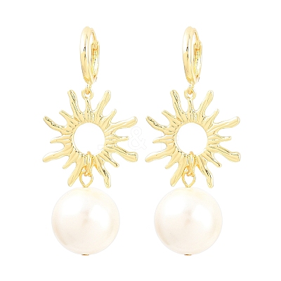 Sun Brass Hoop Earrings EJEW-Z164-13G-1