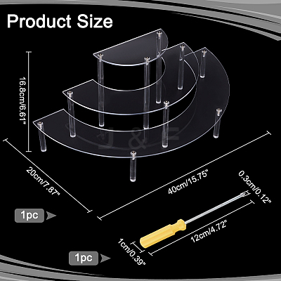 3-Tier Acrylic Semicircle Dessert Display Risers ODIS-WH0329-39-1