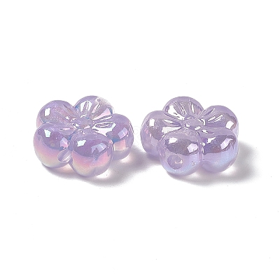 UV Plating Rainbow Iridescent Acrylic Flower Beads PACR-M003-10B-1
