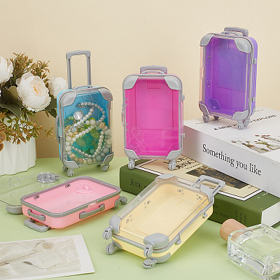 5Pcs 5 Colors Mini Plastic Suitcase Packaging Storage Boxes for Candy Small Items CON-FG0001-21-1