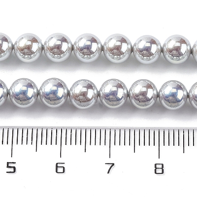 UV Plating Pearlized Glass Pearl Beads Strands GLAA-F128-01A-T12-1