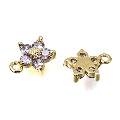 Brass Micro Pave Lilac Cubic Zirconia Charms KK-K427-13A-G-1