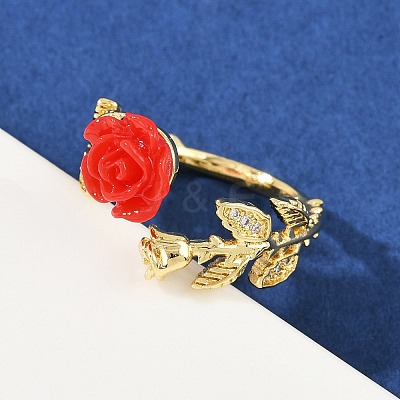 Flower Resin Cuff Rings RJEW-P155-01B-G-1