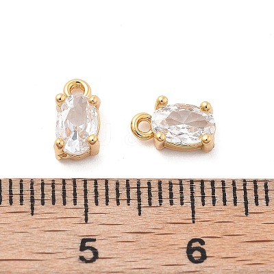 Brass Micro Pave Clear Cubic Zirconia Charms KK-G516-28G-1