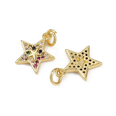 Brass Micro Pave Cubic Zirconia Pendants KK-C093-26A-G-1