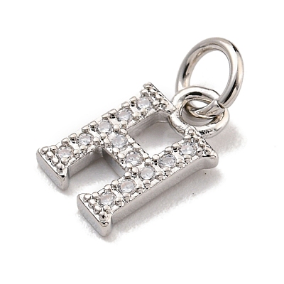Initial Letter Brass with Cubic Zirconia Charms KK-Q814-26H-P-1