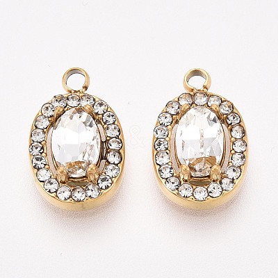 304 Stainless Steel Cubic Zirconia Charms STAS-OY004-01G-01-1