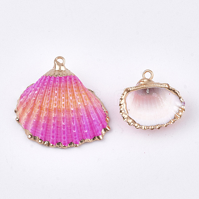 Spray Paint & Electroplate Sea Shell Pendants LS-SSHEL-S262-07D-1