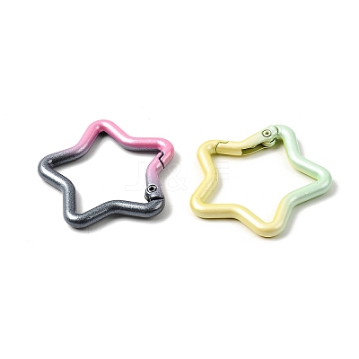 Spray Paint Alloy Spring Gate Rings FIND-C086-02A-1