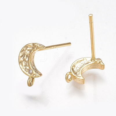 Brass Cubic Zirconia Stud Earring Findings X-KK-S350-033G-1