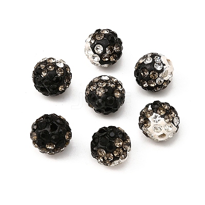 Two-Tone Color Handmade Polymer Clay Disco Ball Beads X-RB-R041-07-1