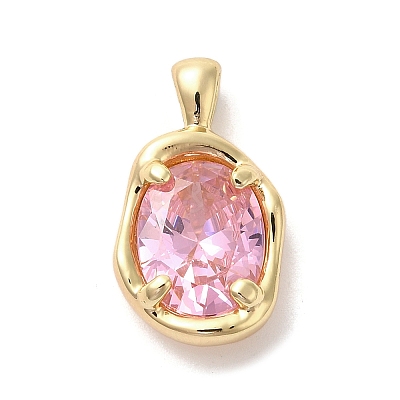 Golden Brass Micro Pave Cubic Zirconia Pendants KK-U031-02G-03-1