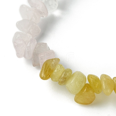 Natural Quartz Crystal & Rose Quartz & Red Aventurine & Prehnite & South Red Agate & Topaz Jade Chip Beaded Stretch Bracelets for Women BJEW-JB10816-1