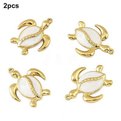 2Pcs 304 Stainless Steel White Enamel Pendants STAS-YW0003-32-1