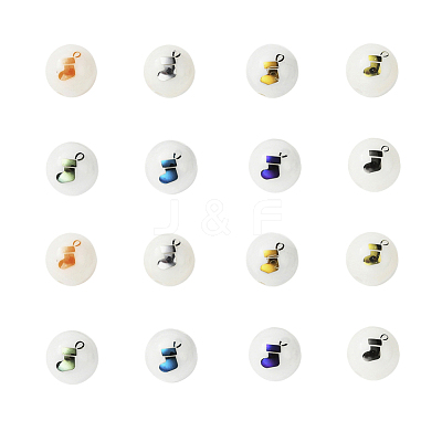80Pcs 8 Colors Christmas Opaque Glass Beads EGLA-YW0001-05-1