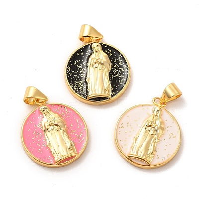 Eco-Friendly Rack Plating Brass Enamel Pendants KK-F851-06G-1