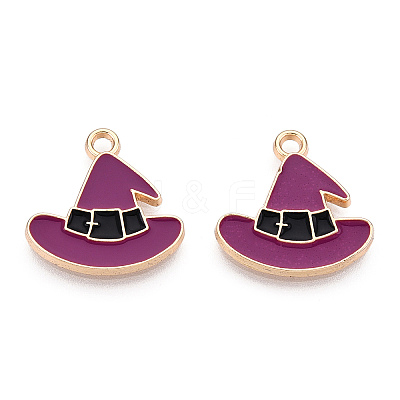 Light Gold Plated Alloy Enamel Pendants ENAM-T009-33B-1