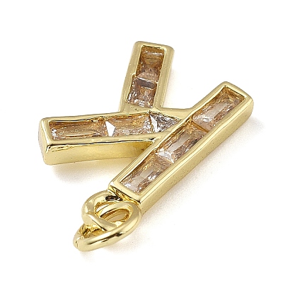 Brass Micro Pave Cubic Zirconia Pendants KK-V014-01G-11-1