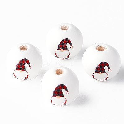 Painted Natural Wood Round Beads X1-WOOD-N006-180C-1
