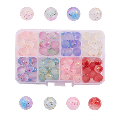 96Pcs 8 Colors Transparent Spray Painted Frosted Glass Beads GLAA-CJ0001-40-1